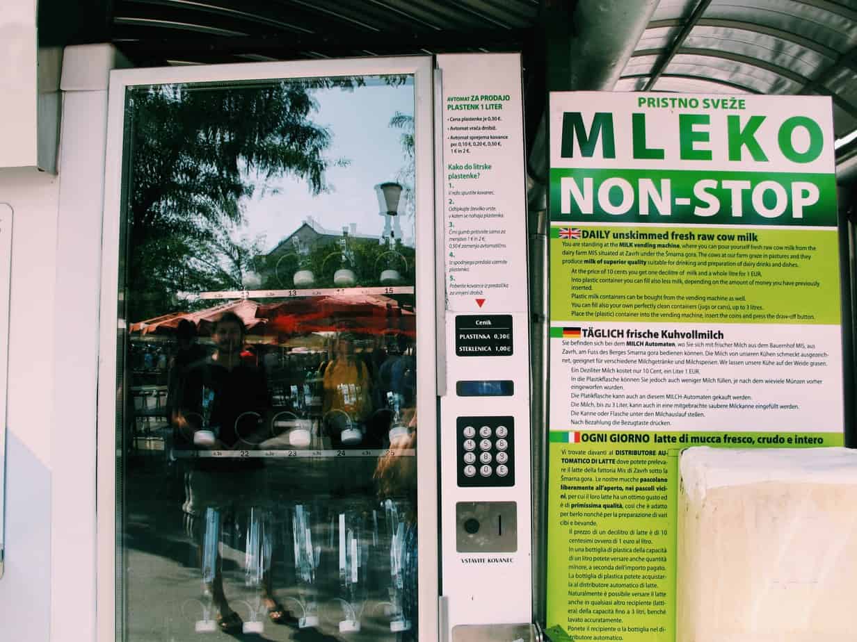 Local milk vending machines in Ljubljana! Receiving our "coffee education" at Cafe Cokl in Ljubljana. From Ljubljana with love: a tour like an old friend's signature on a postcard. Curiocity's social responsibility tour of Ljubljana is a lovely introduction to Europe's greenest city.