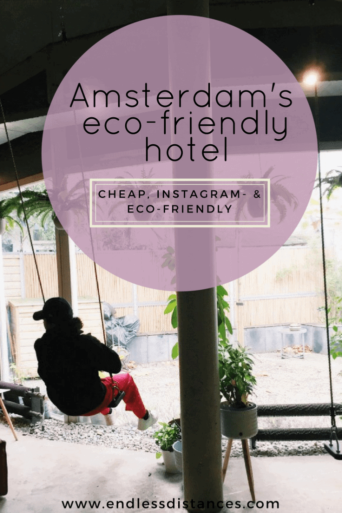 The cheapest hotel for an instagram- and eco-friendly stay in Amsterdam: Ecomama Hotel Amsterdam is cozy, sustainable and made my time in Amsterdam special. Indoor swings, indoor teepee, bikes, a retro fridge, this hotel has it all.