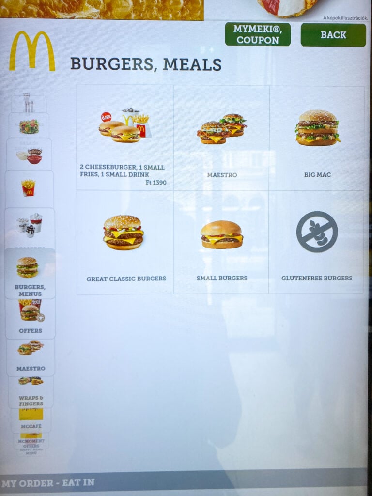 McDonald's gluten free order in Budapest
