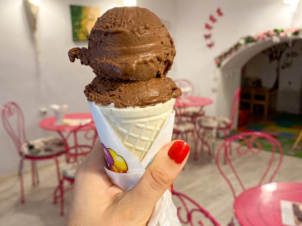Gluten free ice cream cone in Budapest at Fittnass