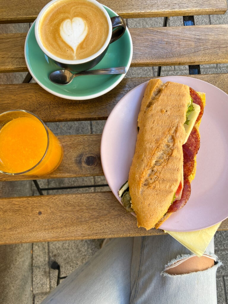 Gluten free sandwich and coffee in Budapest