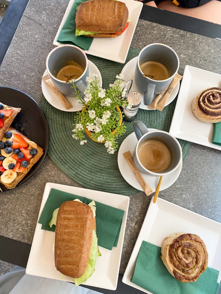 Aerial photo of gluten free breakfast in Budapest at herBar