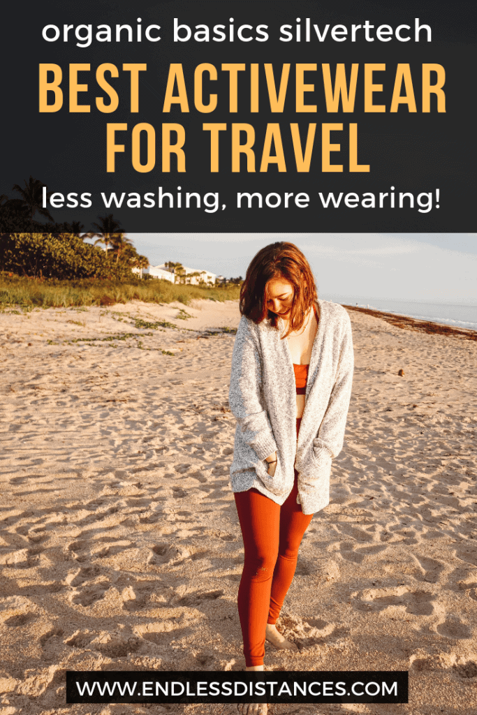 Organic Basics silvertech activewear claims its anti-odor technology extends time between washing. Could these be a traveler's dream? I took them for a spin and here's my review. #organicbasics #organicbasicssilvertech #travelclothes