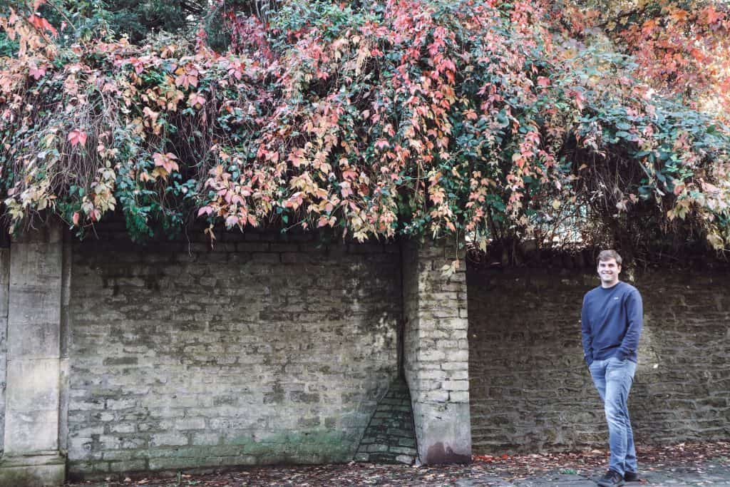 Dan posing for a photo in the fall colors.