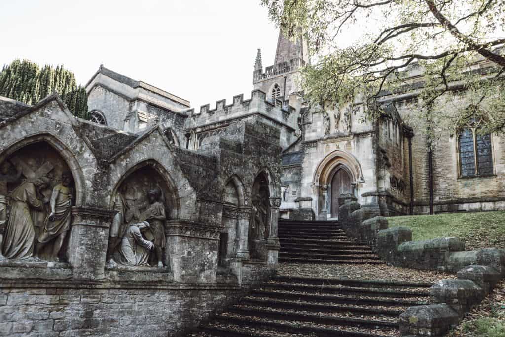 Beautiful picture of the steps leading up to St John's Church.