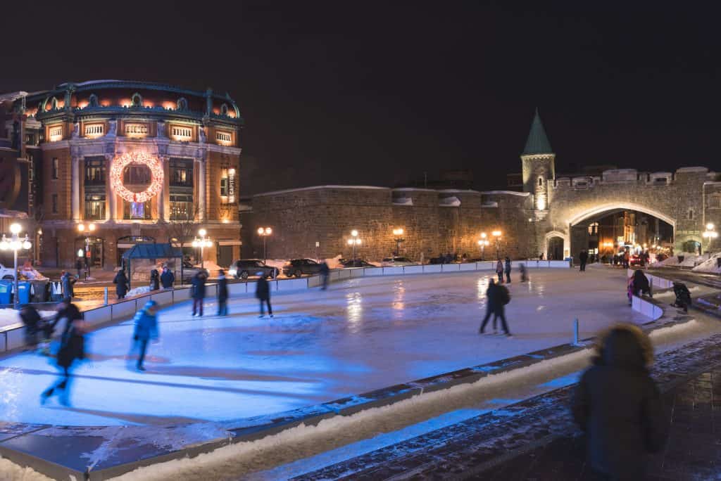 Outside skating in Quebec city.