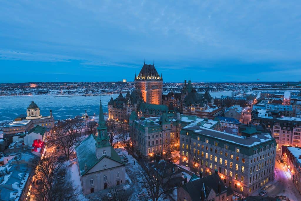 One of the cool things to do in quebec city in winter, a view over the snow capped city.