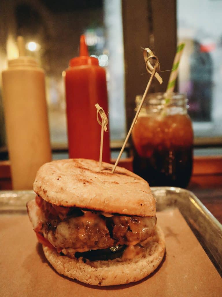 A gluten free hamburger at Le Chic Shack in Quebec City, Canada.