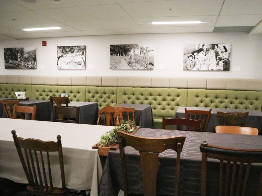 The interior of Le Monastere Des Augustines dining room in Quebec City.