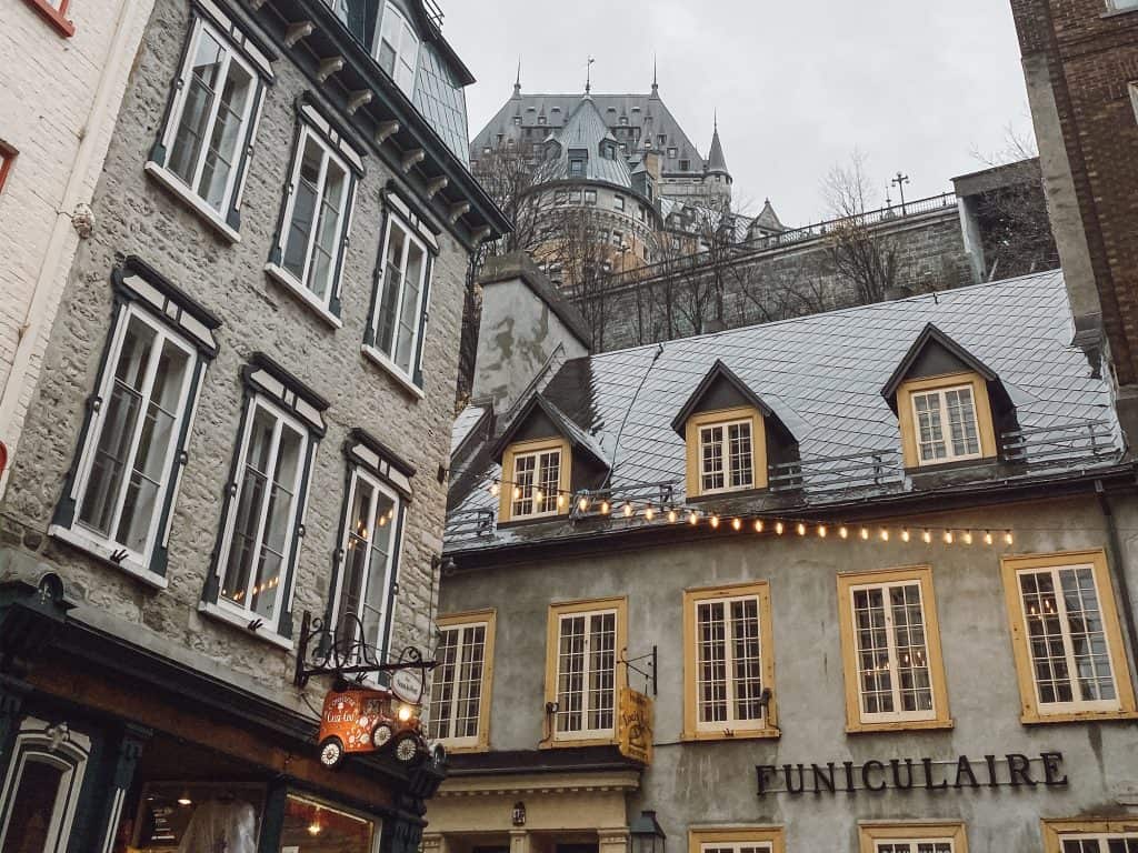 One of the coolest things to do in quebec city in winter, taking the Funicular! Pictured here the entrance.