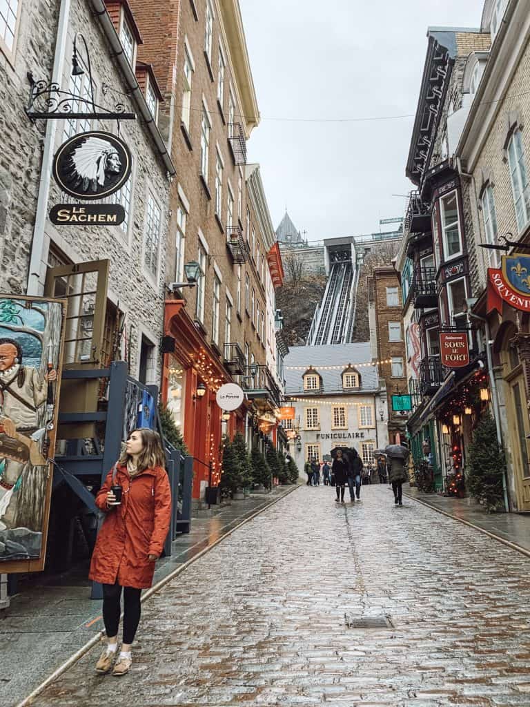 Exploring Quartier du Petit Champlain in winter.