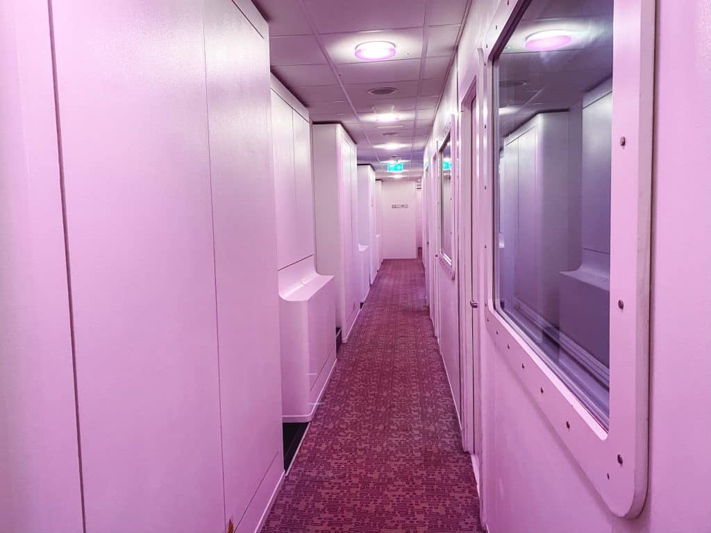 The hallway to our heathrow sleeping pods.