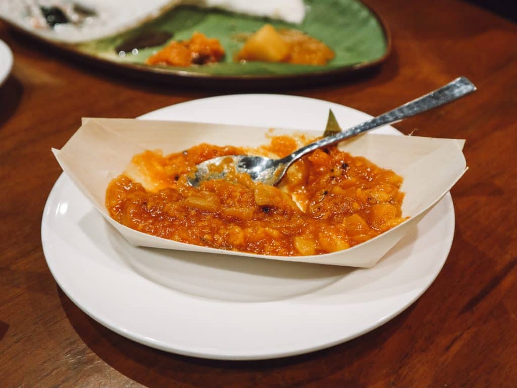 Pineapple Nendram Masala - a gluten free dish in south india.