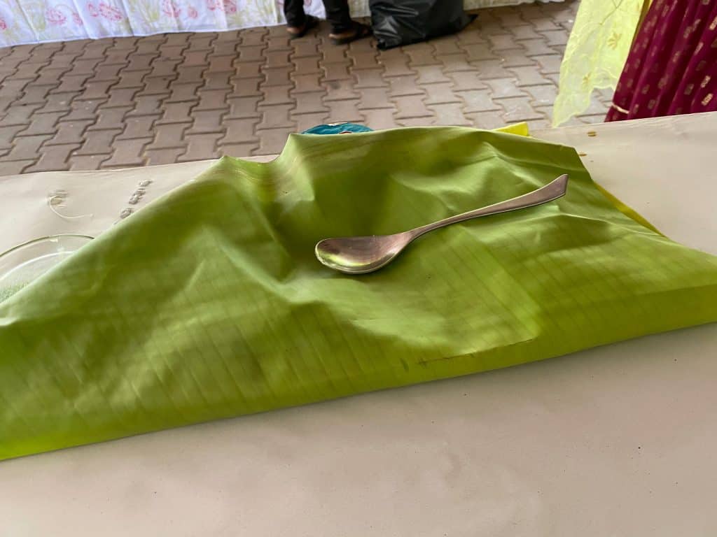 Turn over the banana leaf when you're done eating in south India.