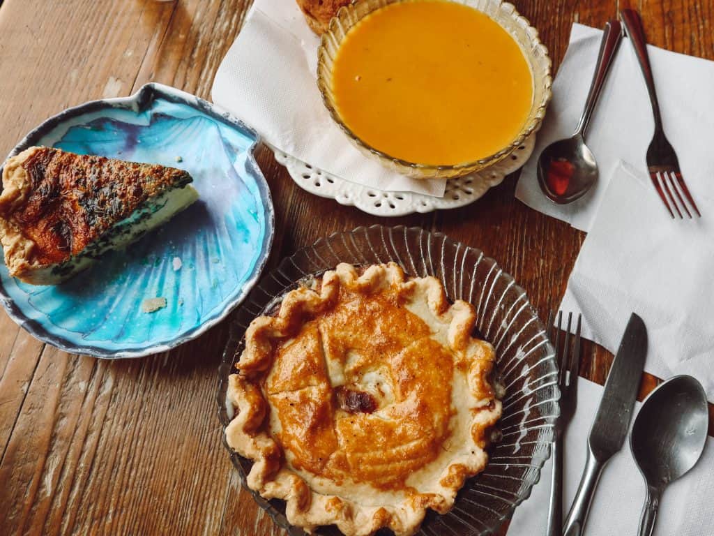 Gluten free chicken pot pie, quiche, and soup