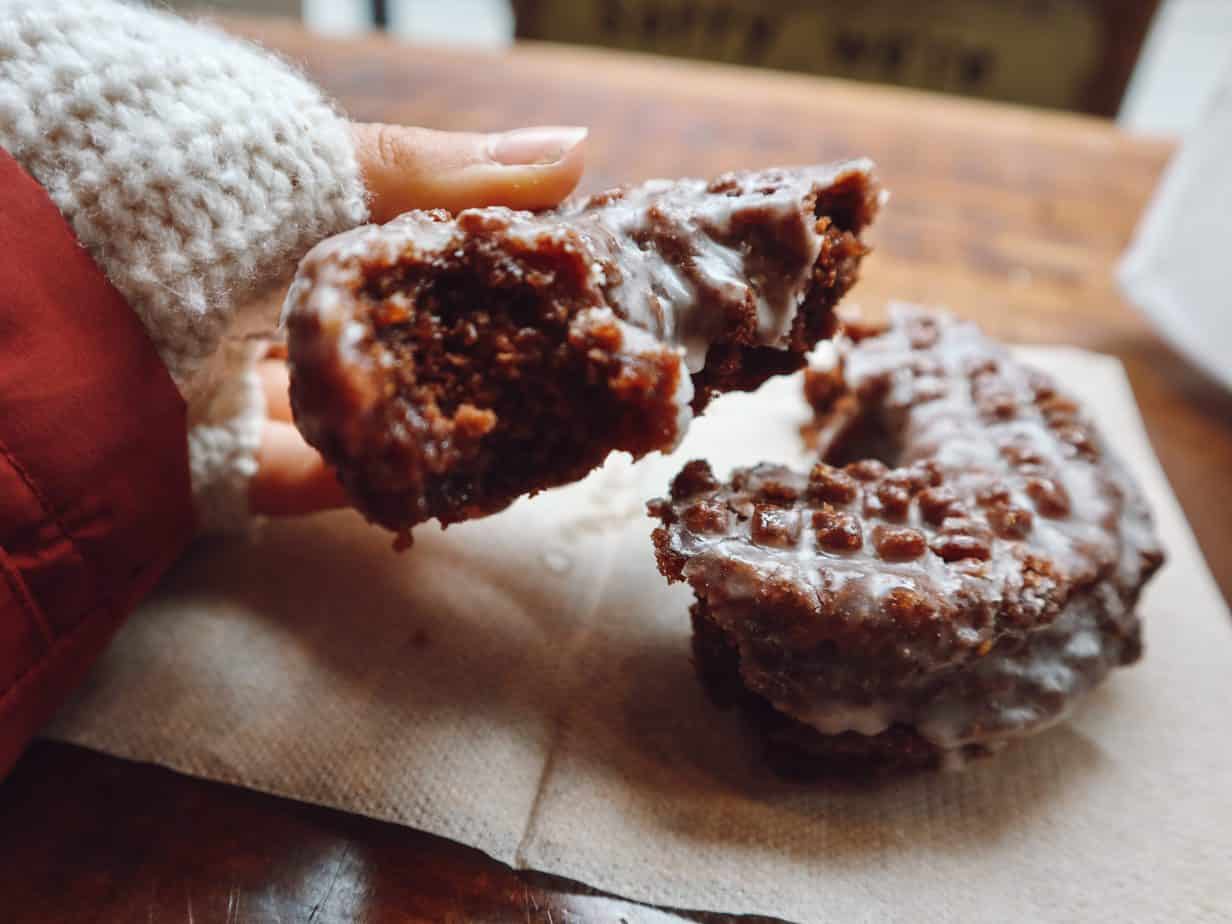 gluten free donut broken in half