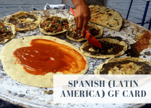 Spanish gluten free card for Latin America