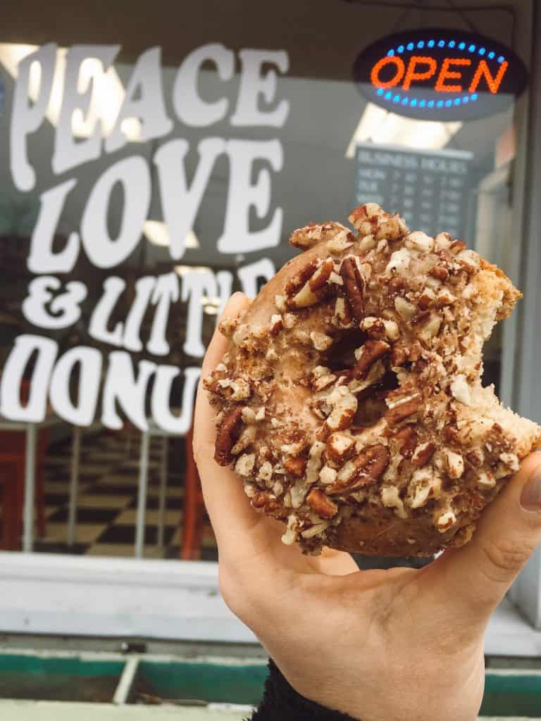 Gluten free donut at Peace Love & Little Donuts (made by Third Coast Bakery) in Traverse City.