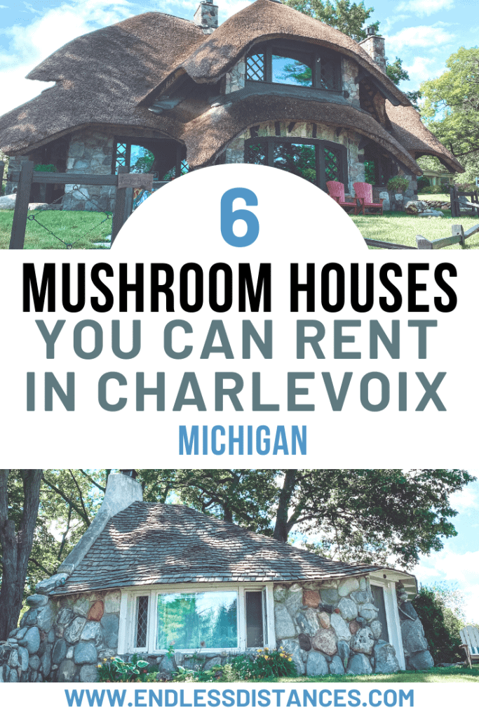 Staying in one of the iconic Charlevoix Mushroom Houses is the most unique thing to do in Charlevoix! These 6 are available for rental. | Charlevoix | Michigan | USA | United States of America | Travel Destinations | Honeymoon | Backpack | Vacation | Bucket List | Off the Beaten Path | Local Guide | Wanderlust #travel #honeymoon #offthebeatenpath #bucketlist  #Michigan #EarlYoung #architecture #mushroomhouses #hobbithomes #USA #America #UnitedStates    #discoverMichigan #TravelMichigan