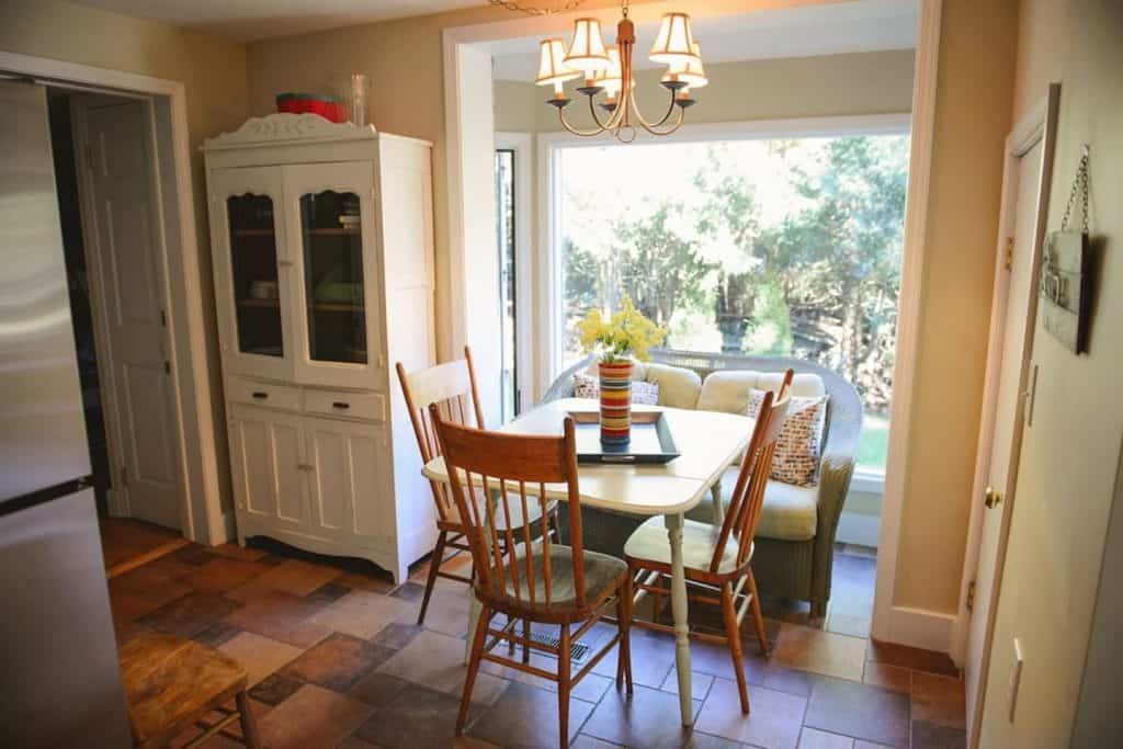 The kitchen at The Cottage - a Mushroom House for rent in Charlevoix Michigan