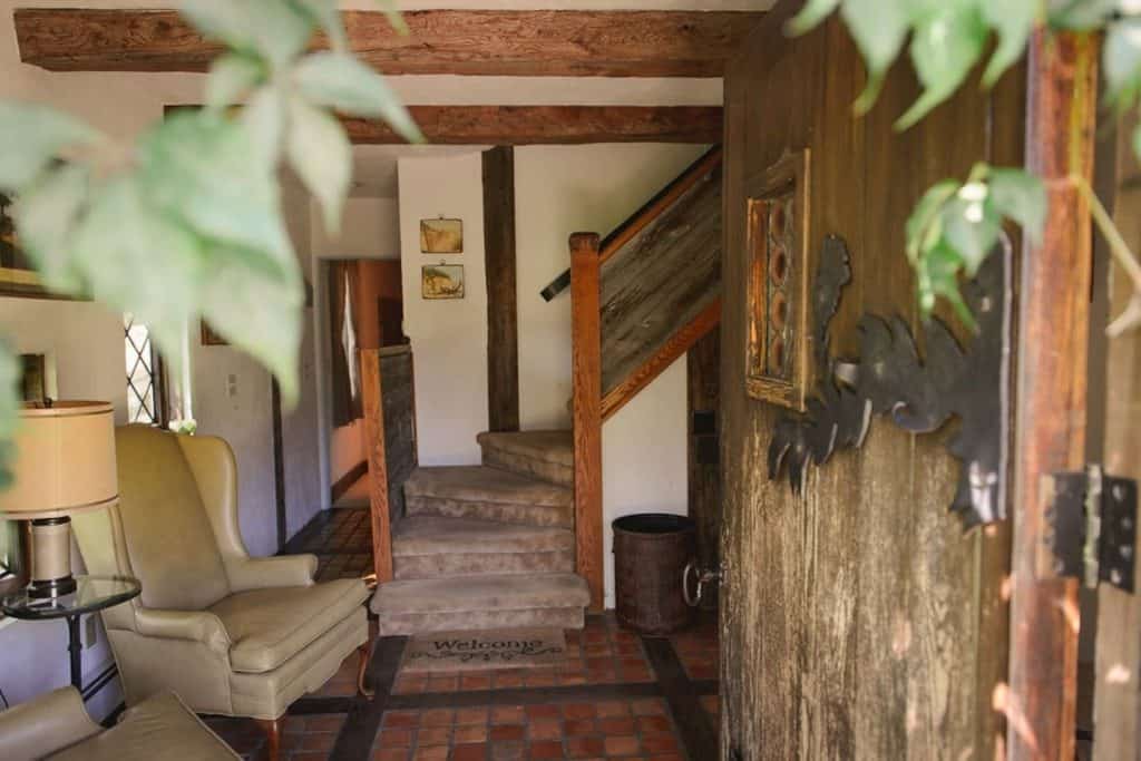 The gorgeous entryway to Applecore Cottage -one of the Mushroom Houses for rent in Charlevoix