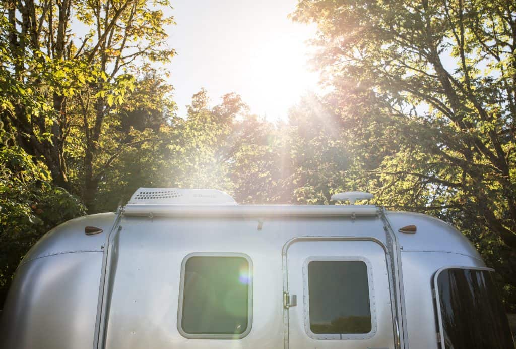 A classic silver airstream in Michigan