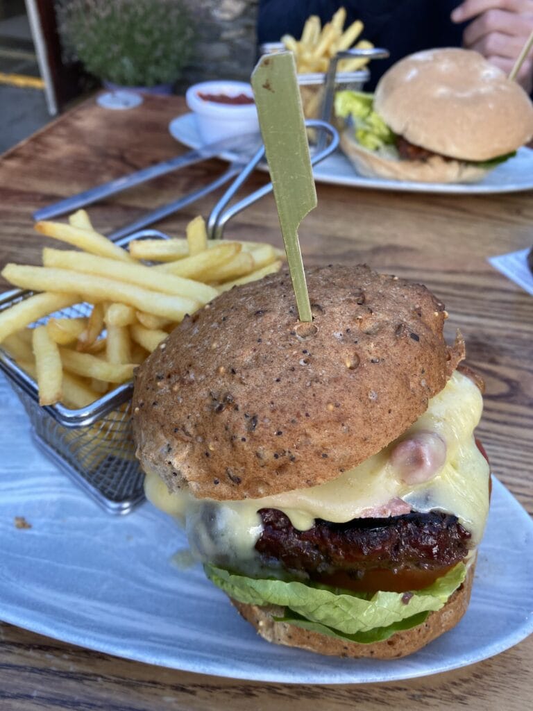 gluten free hamburger at watermill inn in the lake district near windermere