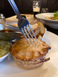 gluten free peak district - pie at the angel pub
