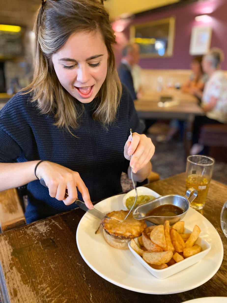 gluten free peak district - pie at the angel pub