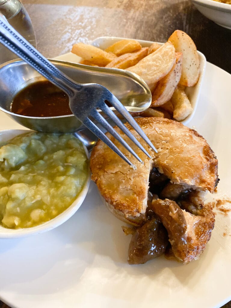 gluten free peak district - pie at the angel pub