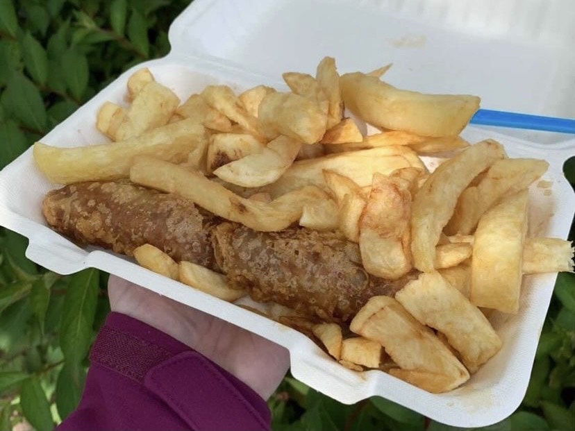 gluten free sausage and chips in the lake district