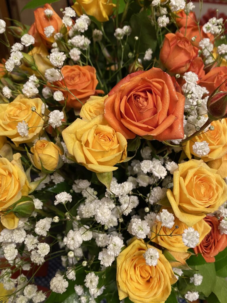 Yellow and orange roses