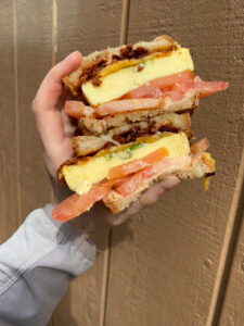 gluten free breakfast sandwich from Mariposa Bakery in Oakland.