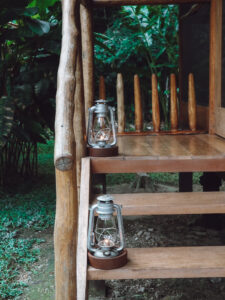 Lights placed on our cabana steps at Inkaterra eserva Amazonica