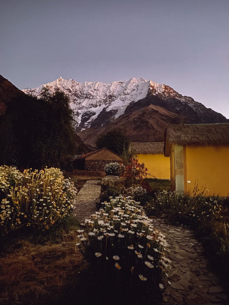 mountains in Peru with cottages in front