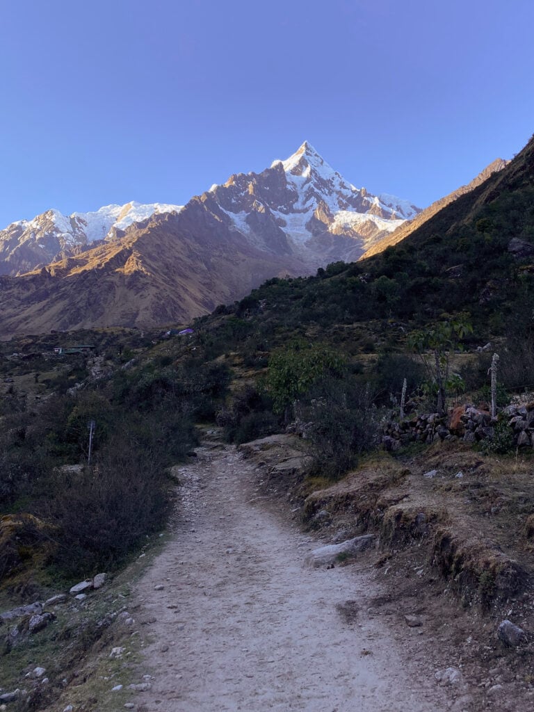 Mountains at sunrise in Peru on the Salkantay trek