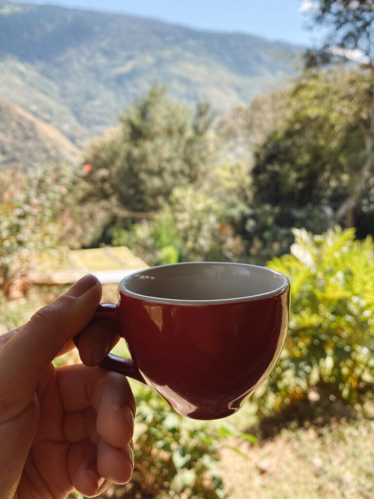 A cup of coffee at a local coffee farm along the salkantay trek