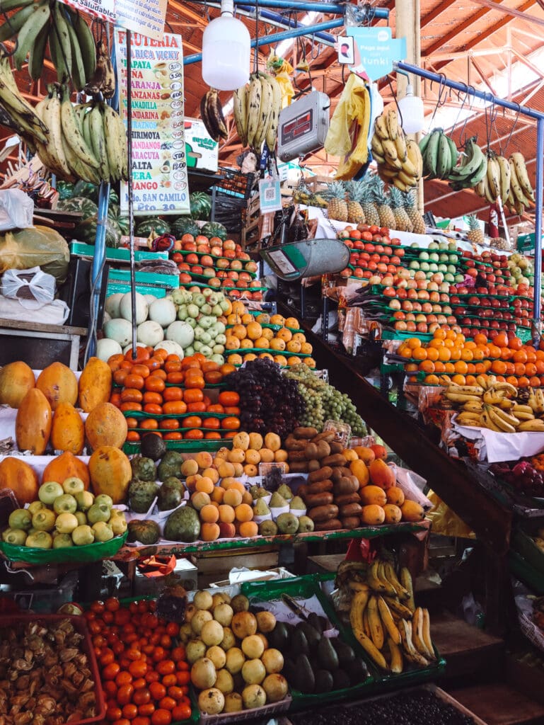 Mercado san camilo fruit stands - one of the best things to do in arequipa