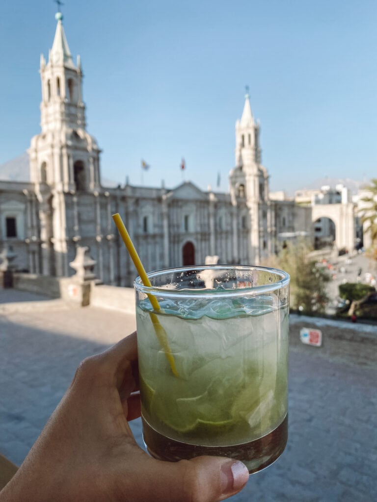Grabbing a cocktail at Waya Lookout is one of the best activities in Arequipa Peru