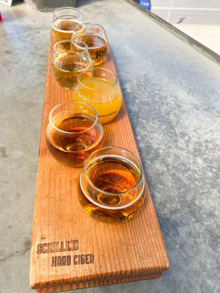 gluten free cider flight at schilling cider in portland oregon