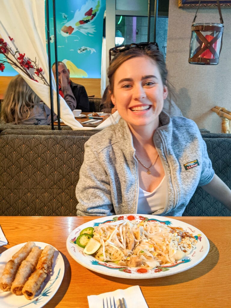 Sarah with gluten free pad thai