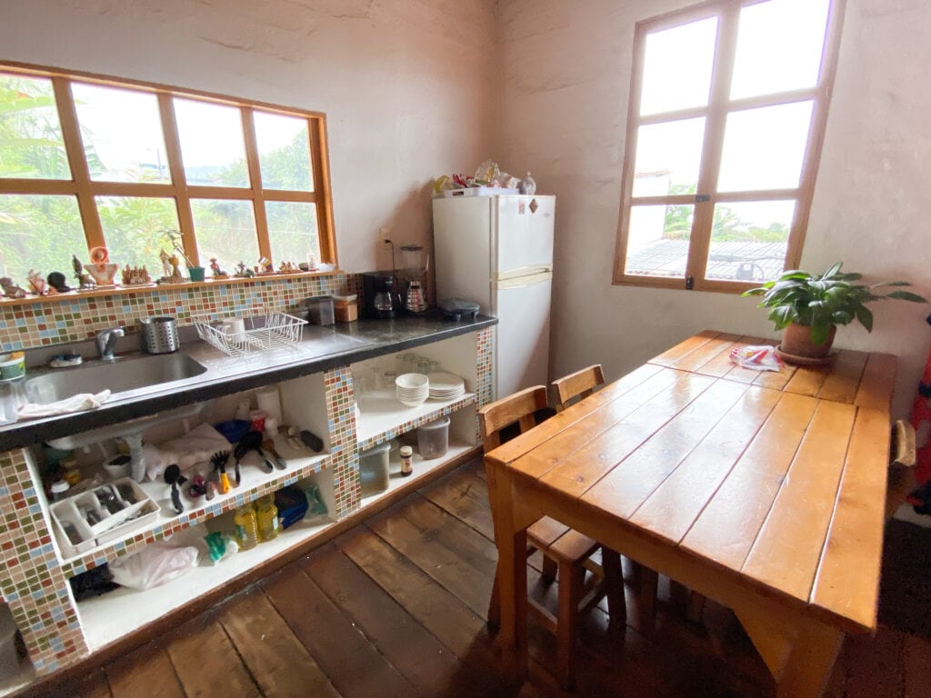 Kitchen at Hostal Tralala in Salento Colombia.