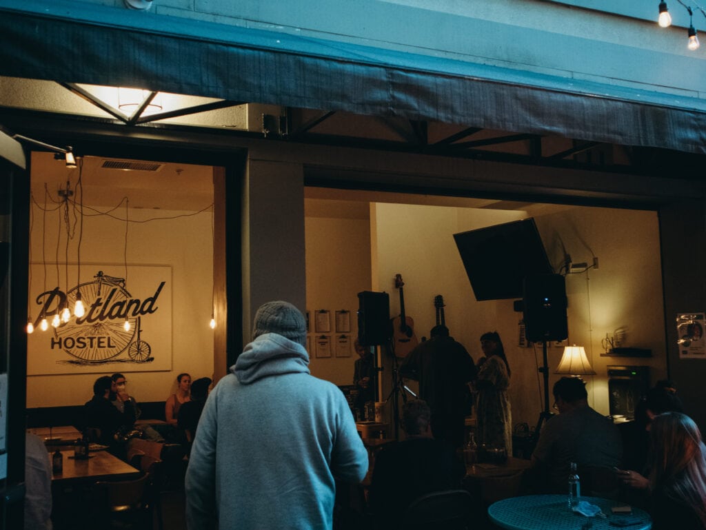 open mic night at a hostel in portland