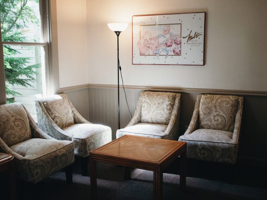 common area at a hostel in portland oregon