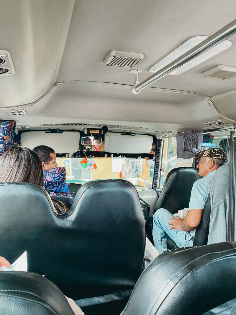 the inside of a shuttle bus in david panama