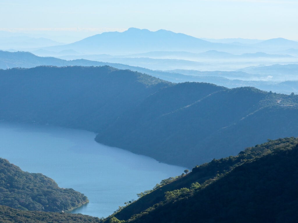 View of Coatepeque Lake on the drive to the Santa Ana Volcano hike