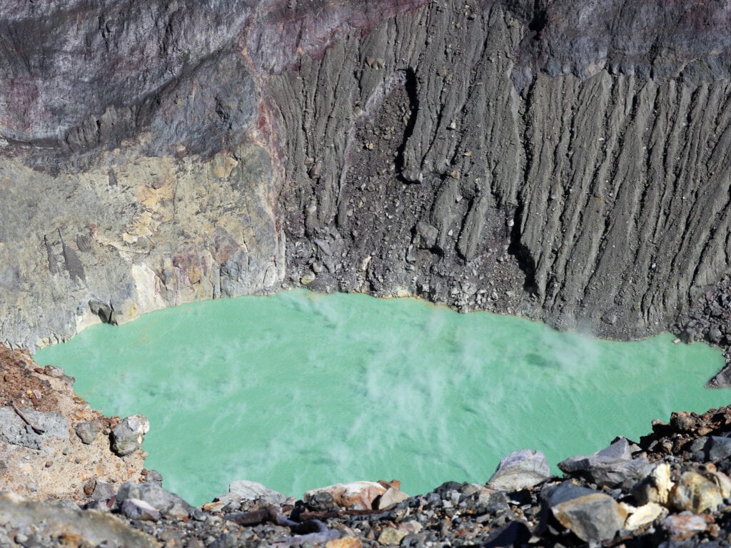 Close up view into Santa Ana Volcano crater.