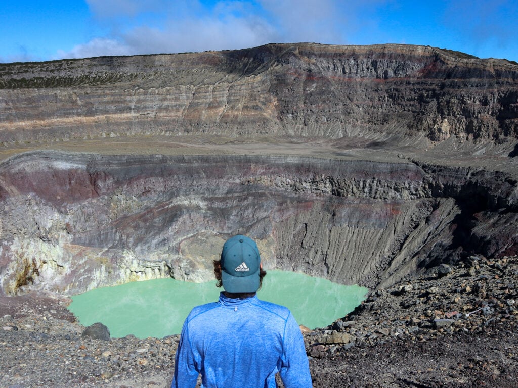 Dan on the Santa Ana Volcano tour, looking out at the crater lake.