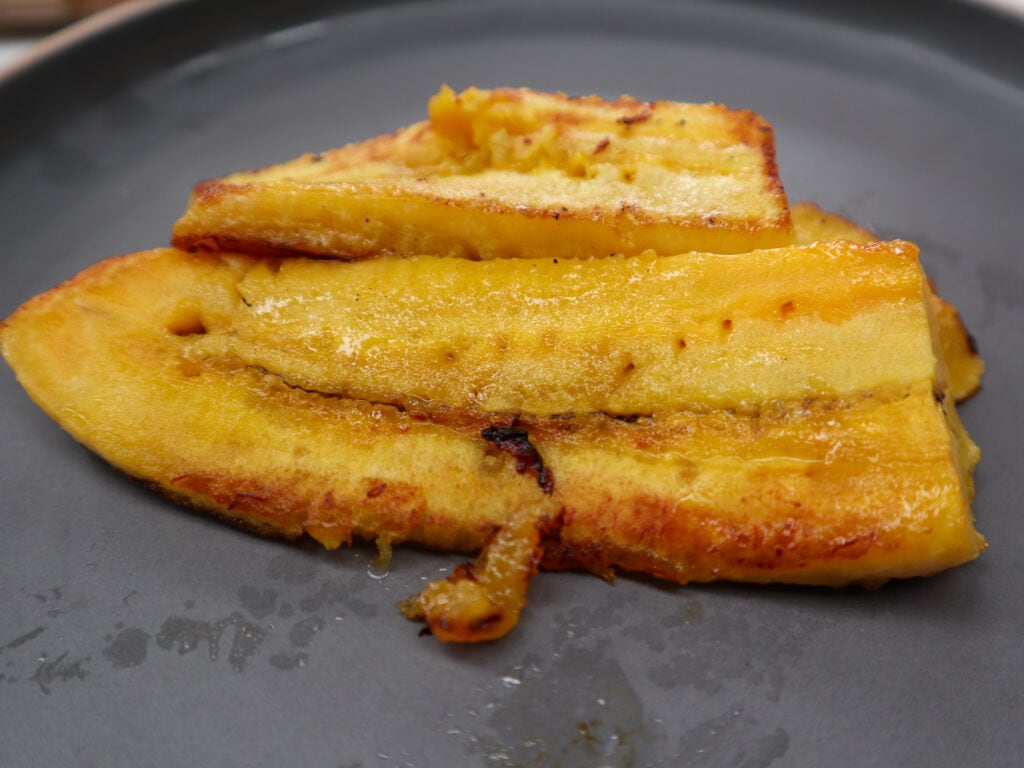 plantains on a gray plate