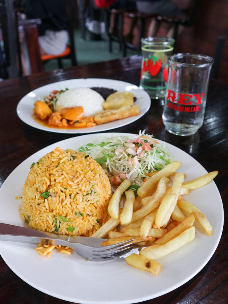 a meal at a soda in costa rica